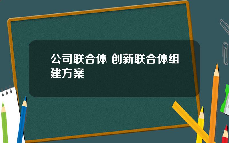 公司联合体 创新联合体组建方案